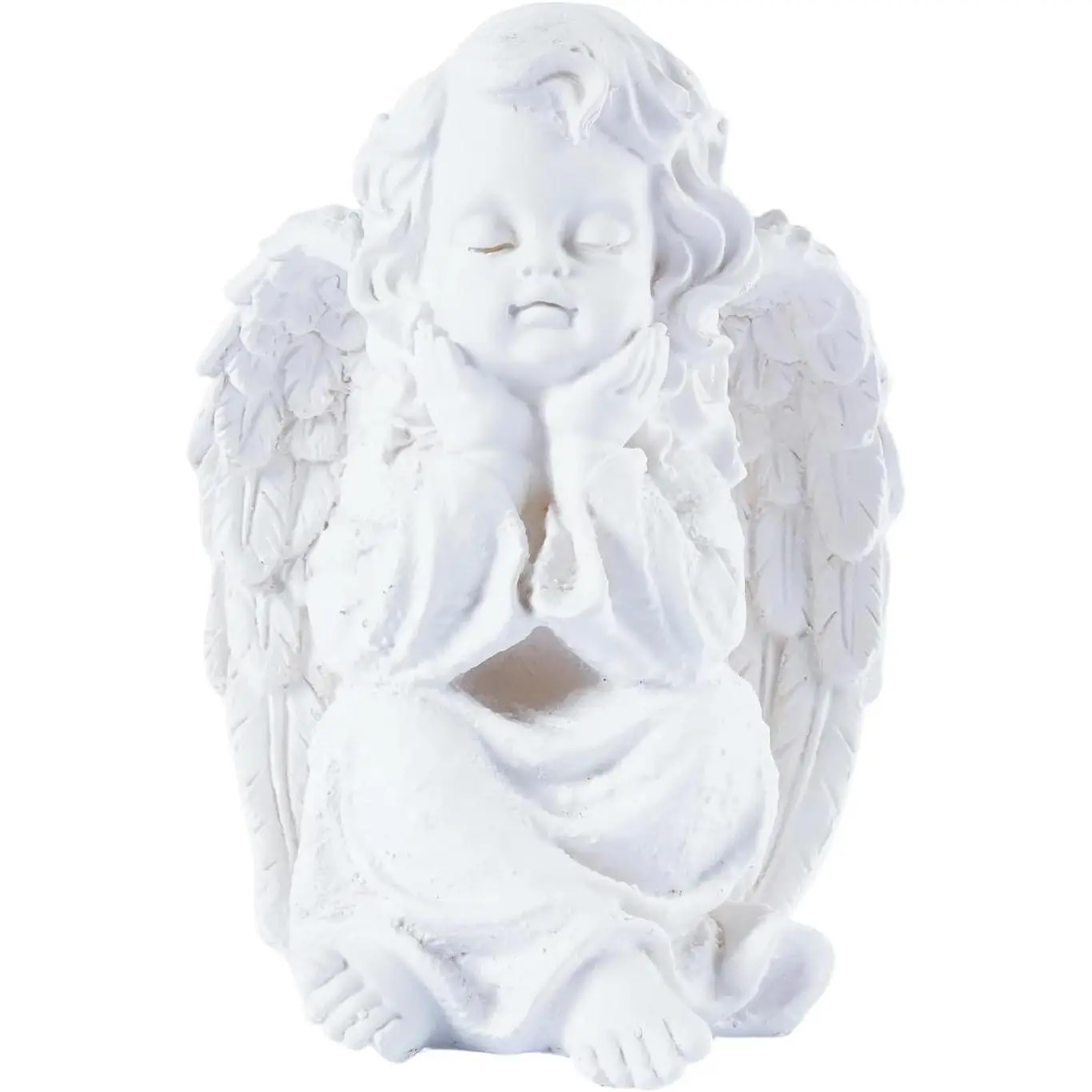 Angel Statue and Cherub Figurines Peaceful White Resin Little Baby Cupid Decor Memorial Garden Sculptures Statues Guardian Angel Figure for Home Outdoor Decorations Gifts for Women, 7.6"