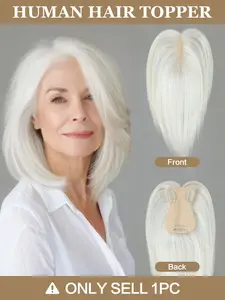 Real Human Hair Toppers for Women Daily 360° 3D Hair Pieces with Thinning Hair Upgrade Middle Part Clip in Bangs20, 25, 30, 35cm Middle Part Bangs Hair Extension, Increases Top Volume, Creates Atmosphere, Perfect for Daily Wear, High-Quality