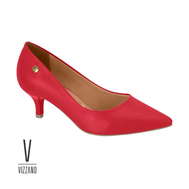 Vizzano Pointed-Toe Kitten Heels – Classic Slip-On Pumps (Women’s)  Low Stiletto Dress Pumps – Sharp Point Toe  Everyday Kitten-Heel Pumps with Gold Stud