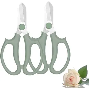 Flower Scissors, High-Quality Thickened Stainless Steel Flower Scissors, Used for Pruning Flowers, Branches, and Leaves, Powerful Pruning Shears (Green Slim Model, Set of 2)