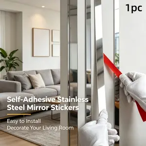 1 Roll 96.06 Inch Mirror Metal Border Trim, Minimalist Decor Strip, Peel & Stick Metal Wall Molding, Ideal for Bedroom Renovation, Modern Minimalist Home Decor