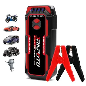 Household portable car starter, RV battery booster, 2500A peak battery jump starter portable, car battery jump box, 12V portable starter, suitable for 8.0L gasoline and 7.0L diesel vehicles, with USB interface and LED flashlight kit
