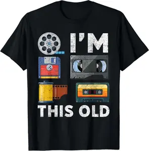 100% Cotton Unisex I'm This Old Retro Vintage Media Classic Technolog T-Shirt