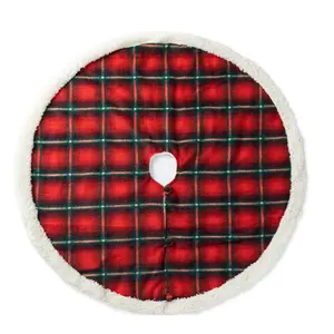Glitzhome 48"D Red & Black Reversible ChristmasTree Skirt