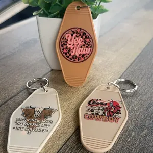 Tan Yeehaw Motel Keychain Let’s Go Girls Cowboy Coors Morgan Nashville - Gift for Her Daughter Gift Girlfriend Gift - Pink Pony Club