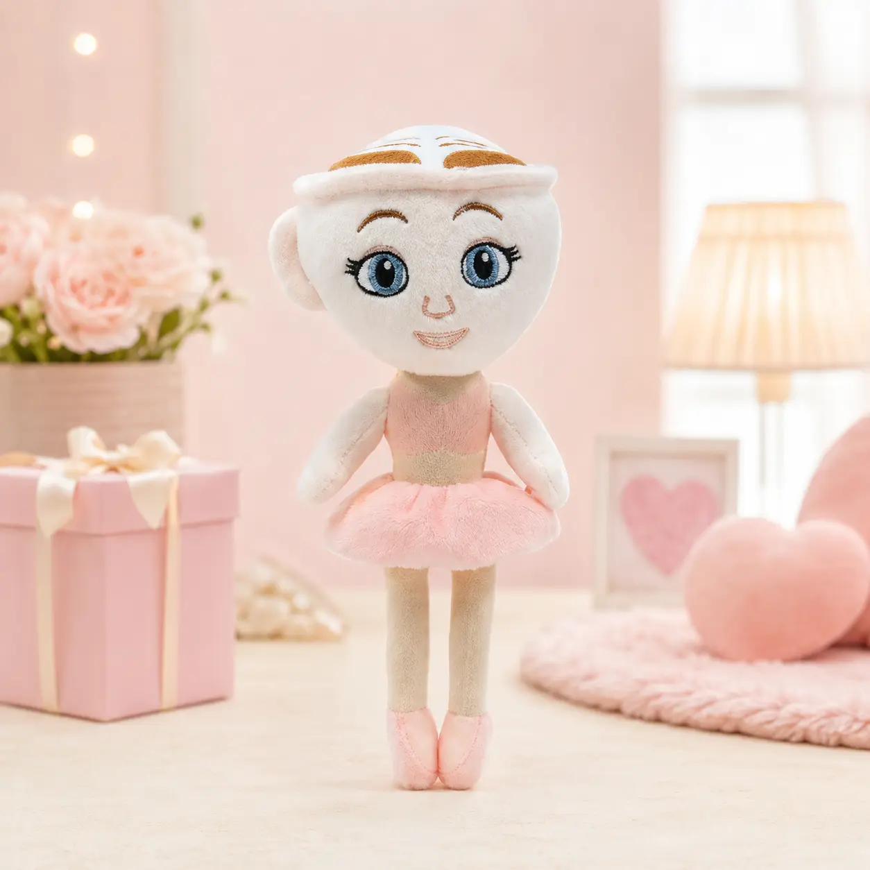 Cute Ballerina Plush Doll – Pink Ballet Dancer Stuffed Figure with Tutu & Shoes, Soft Dance Doll for Bedroom Decor, Birthday Recital Gift