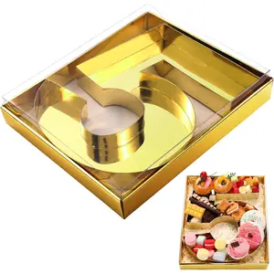 12" Charcuterie Number Shaped Mache with Clear Lid Fillable Sweets Serving Trays Paper Mache Cupcake Candy Box for 2026 Graduation Party Celebration(Gold,Number 5)