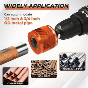 1/2 Inch & 3/4 Inch Metal Copper Pipe Cleaning Set, Includes 1/4 Hex Rod, Extra 2 Replaceable Brushes, Clean Rust Stains, Grease, Paint