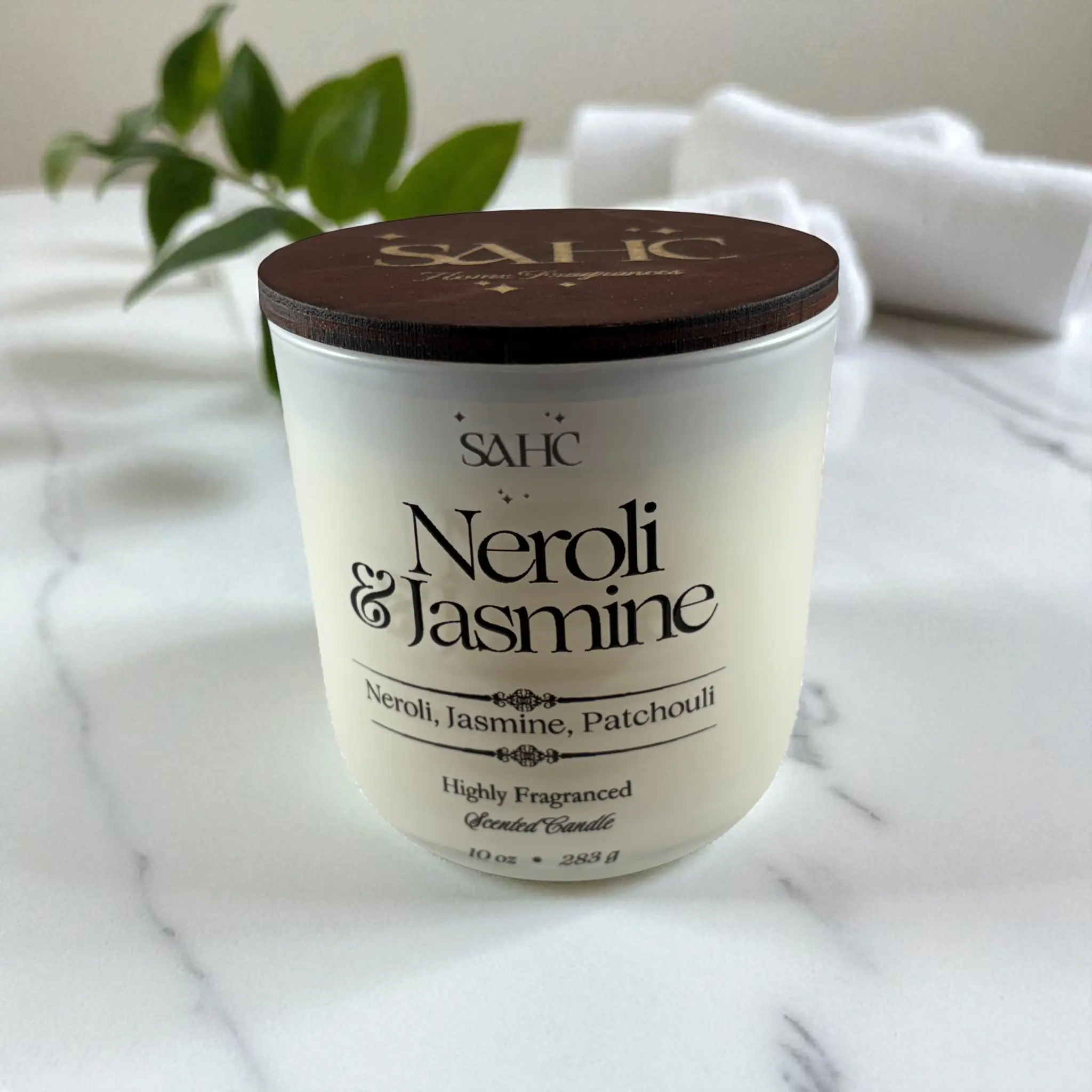 SAHC Luxury Neroli & Jasmine Candle - Highly Scented with Neroli Jasmine & Patchouli - 10 oz - Perfect for Aromatherapy