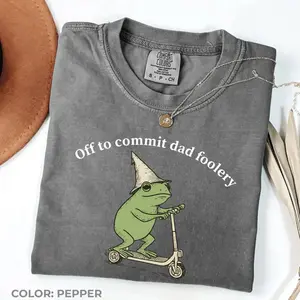 Comfort Colors Dad Frog Shirt Off to Commit Dad Foolery TShirt Funny Frog Scooter Gift For Dad Funny Dada Shirt Pregnancy Announcement Tee
