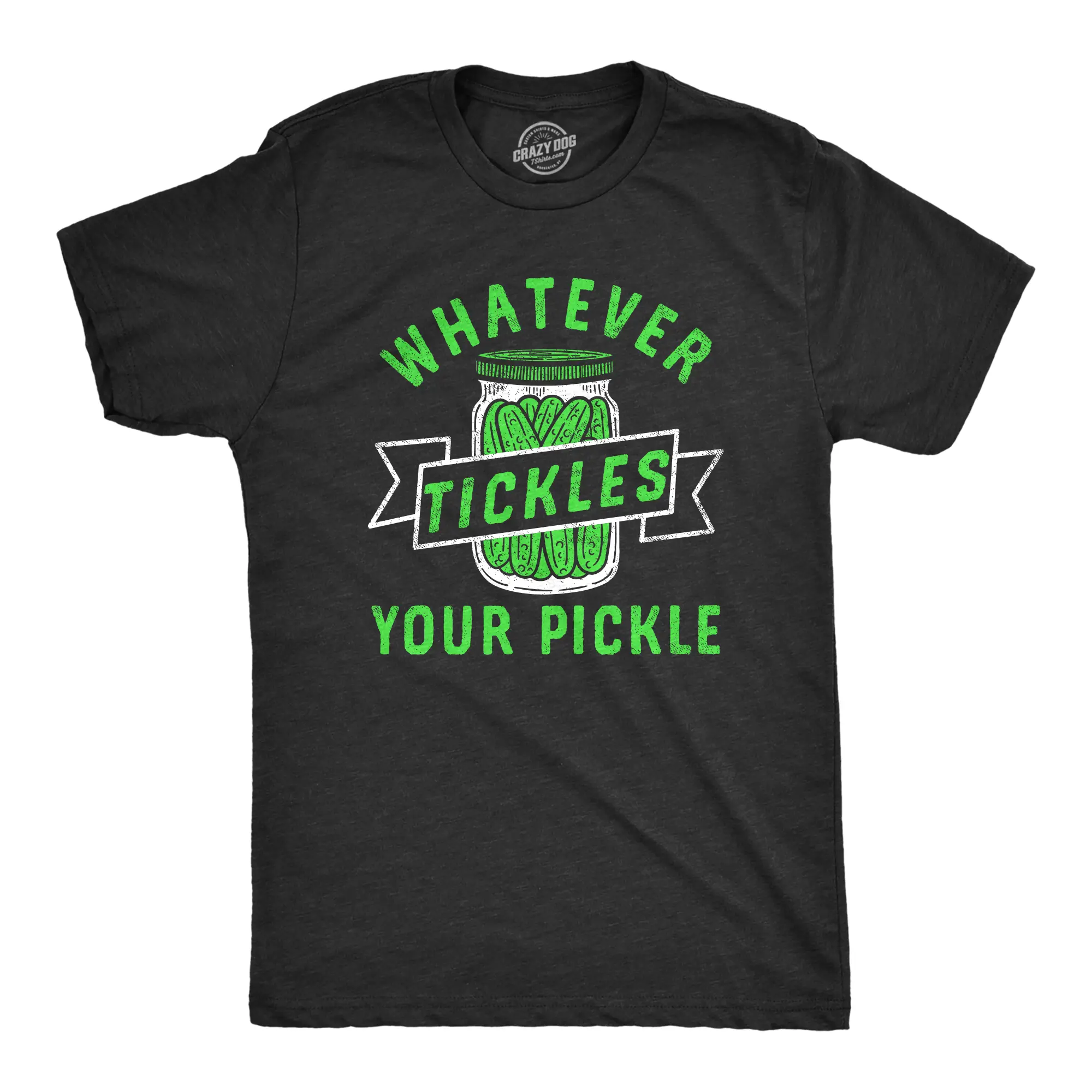 Mens Whatever Tickles Your Pickle T Shirt Funny Jar Of Pickles Saying Joke Tee for Guys Mens Funny T Shirts Cool Vintage Fashion T-Shirt Gift Classic Menswear Sarcastic Apparel for Men Funny Food Short Sleeve Black -