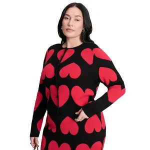ELOQUII Women's Plus Size Heart Cropped Cardigan