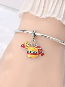 DIY Burger Fries Tomato Sauce Pendant Set, DIY Bracelet Necklace Bangle Jewelry, Creative Birthday Gift for Women Girls