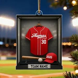 Personalized Baseball Jersey Shadow Box Acrylic Ornament, Custom Name Number Baseball Acrylic Ornament, Baseball Player Keepsake Ornament