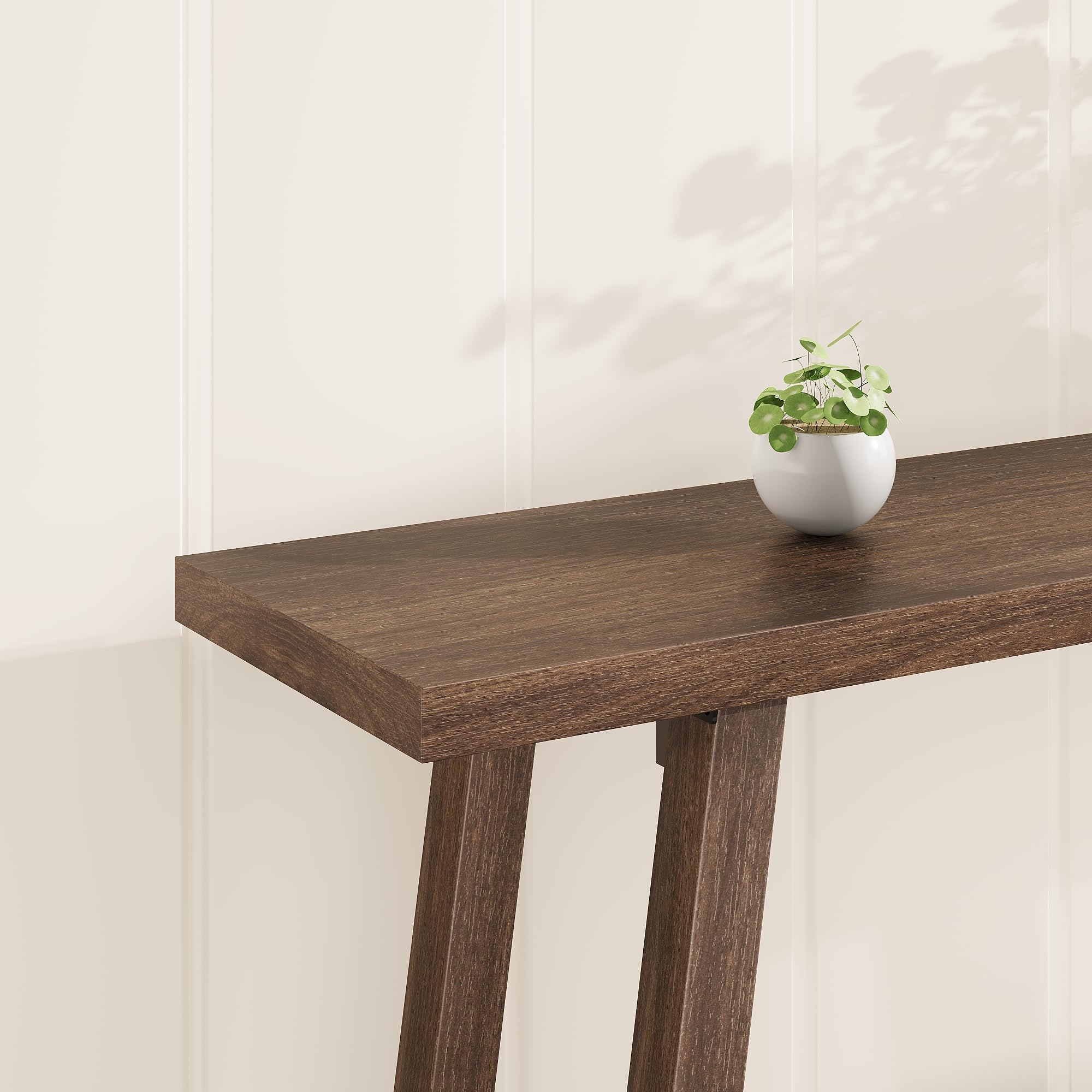 70.87 in Extra Long Farmhouse Console Table Entryway - Heavy-Duty 2-Tier Narrow Rustic Vintage Brown Engineered Wood Sofa Foyer Stand, 350lb Capacity with Natural Grain for Entryway, Living Room, Entryway Console Table