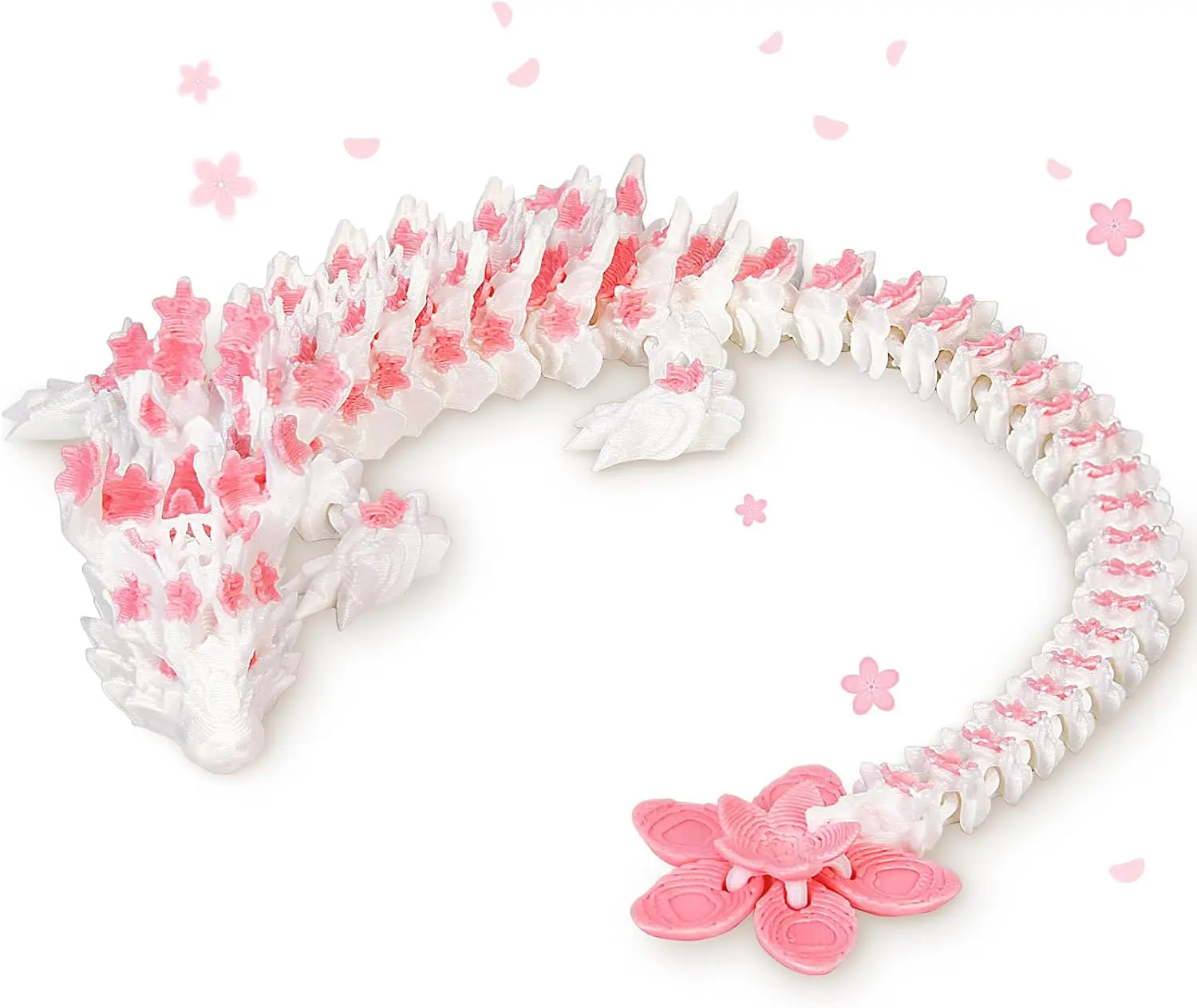 Cherry Blossom Crystal Dragon 3D Printed Articulated Movable 12 Inch Decorative Fantasy Model for Display and Gift