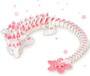 Cherry Blossom Crystal Dragon 3D Printed Articulated Movable 12 Inch Decorative Fantasy Model for Display and Gift