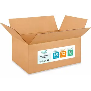 IDL Packaging - B-18128-10 Medium Corrugated Shipping Boxes 18"L x 12”W x 8"H (Pack of 10) - Prime Choice of Strong Packing Boxes for USPS, UPS, FedEx Shipping