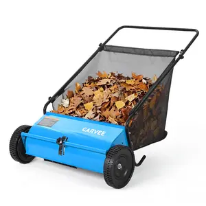 [FLASH SALE] Garvee 26" Push Lawn Sweeper – Heavy-Duty Walk-Behind Leaf & Grass Collector, 4 High-Speed Spinning Brushes, 7 cu. ft. Hopper for Patio/Driveway/Garden