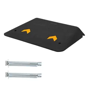Heavy Duty Rubber Threshold Ramp 33000 lbs Capacity, Non-Slip Wheelchair Ramp for Home Doorways Curbs Steps, Weather-Resistant Rubber Curb Ramp for Scooters Strollers Driveway with Anchors