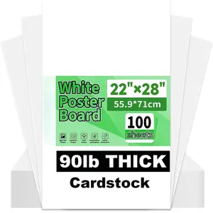 100 count White Poster Board 22"X28", 250 GSM Thickness Poster Paper, Glossy& Matte Side Large Posterboard, Poster Board Bulk For School Arts Crafts,Project Presentations,Drawing,Office,Displays,Signs