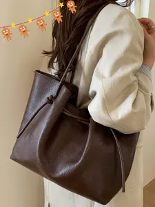 Christmas & Autumn Winter New Fashion Simple Versatile Mature American Retro Style Casual Large Capacity Commuter Bag Shoulder Handbag Fashionable Tote Bag
