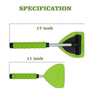 Windshield Cleaning Tool, Microfiber Car Window Cleaner with 4 Reusable and Washable Microfiber Pads and Extendable Handle