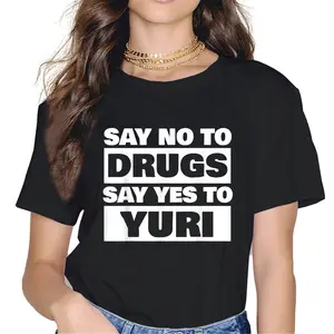 Say No To Drugs Yes To Yuri Funny Lesbian WLW Gay Anime Gift Summer Casual Shortsleeve T-Shirt
