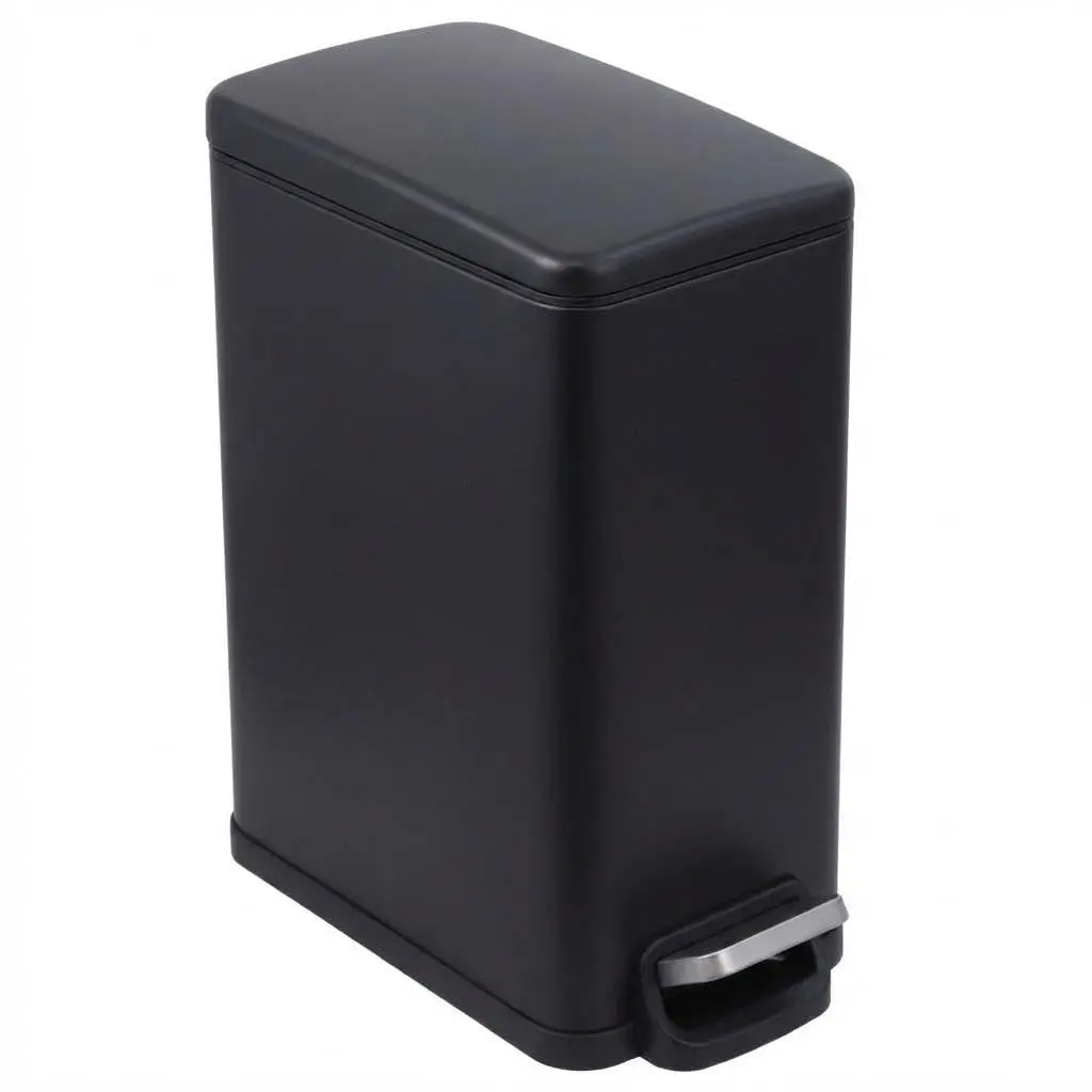 2.6 /12 Gallon Bathroom Trash with Soft Close Lid, Stainless Steel Small Step On Garbage Can with Removable Inner Bucket for Narrow Spaces Bedroom Toilet