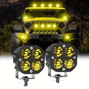 80W High-Intensity 2PC LED Cube Pods Work Light Bar, 8000LM Amber Beam, 12-24V, For Off-Road 4WD Trucks, SUV, ATV, Boat