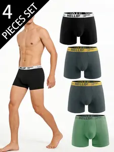 4-Pack Men's Underwear, Quick-Dry Breathable Sports Boxers, Daily Training Wear, Casual Fitted Trunks, All Seasons Comfort