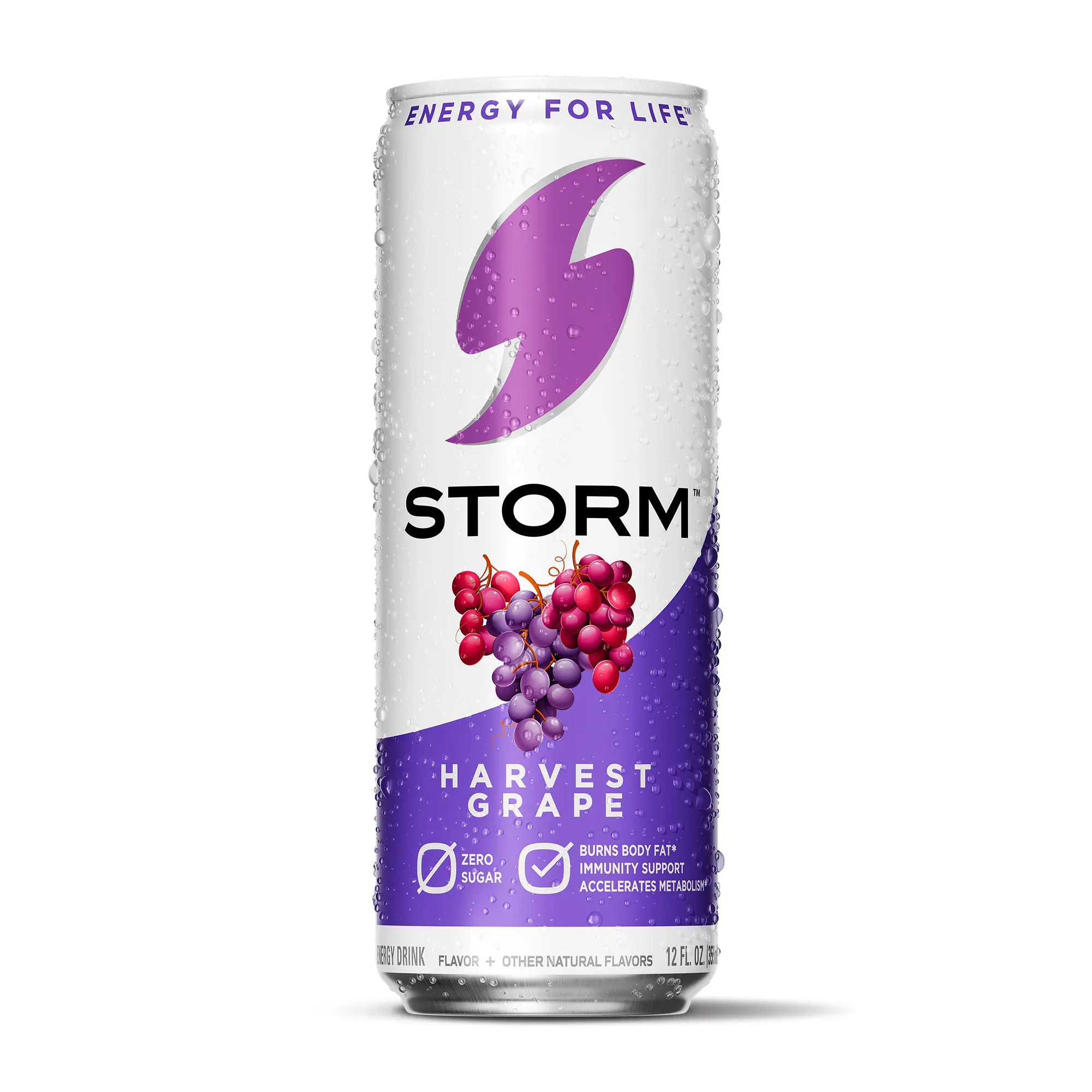 STORM Harvest Concord Grape Energy Drink - Sugar-Free, Low-Calorie, Vitamin C & Chromium Infused, Caffeine-Boosted Fitness Fuel, 12oz Cans (Fitness-Focused Sports Energy Drinks for Hydrating Liquids)