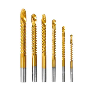 6pcs Drill Bits 3-8mm Serrated Side Cutting Drill Bit Impact Titanium Coated Hss Twist Titanium Hss Set Woodworking Tools