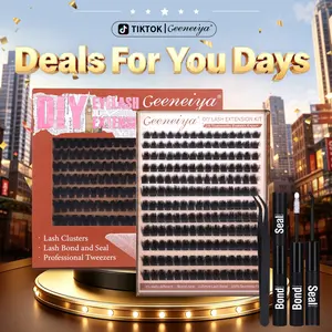 Geeneiya Queen Lash Clusters Kit  | Full Manga Cluster Lashes Anime Soft Eyelash Clusters Kit with Bond & Seal And Tweezer Lashes Makeup Cosmetic DealsForYouDays