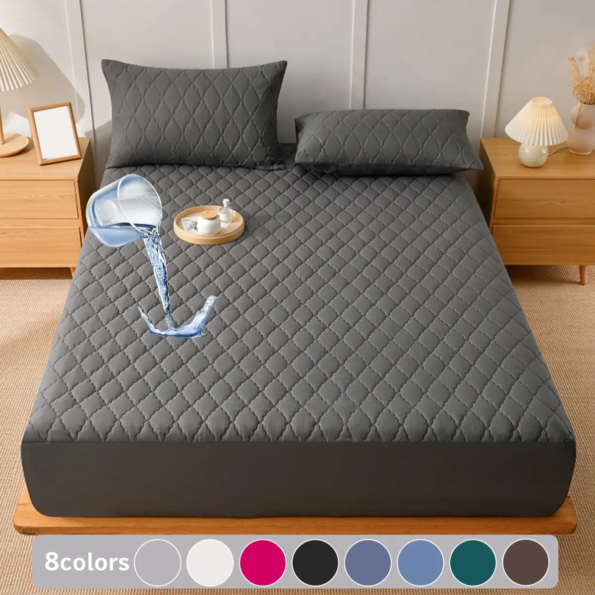 2/3 Piece Waterproof Mattress Protector Set with Deep Pocket Soft, Noiseless, Breathable, Stain-Resistant, Machine Washable Bed Cover, Waterproof Bed Pads for Bedroom, Dorm, Kids, Pets, Includes Pillowcases, Waterproof Mattress Pad