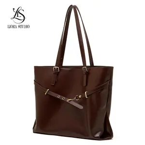 Top-layer vegetable-tanned leather, large-capacity tote bag, casual and versatile, underarm bag, stylish and trendy, fashionable shoulder bag