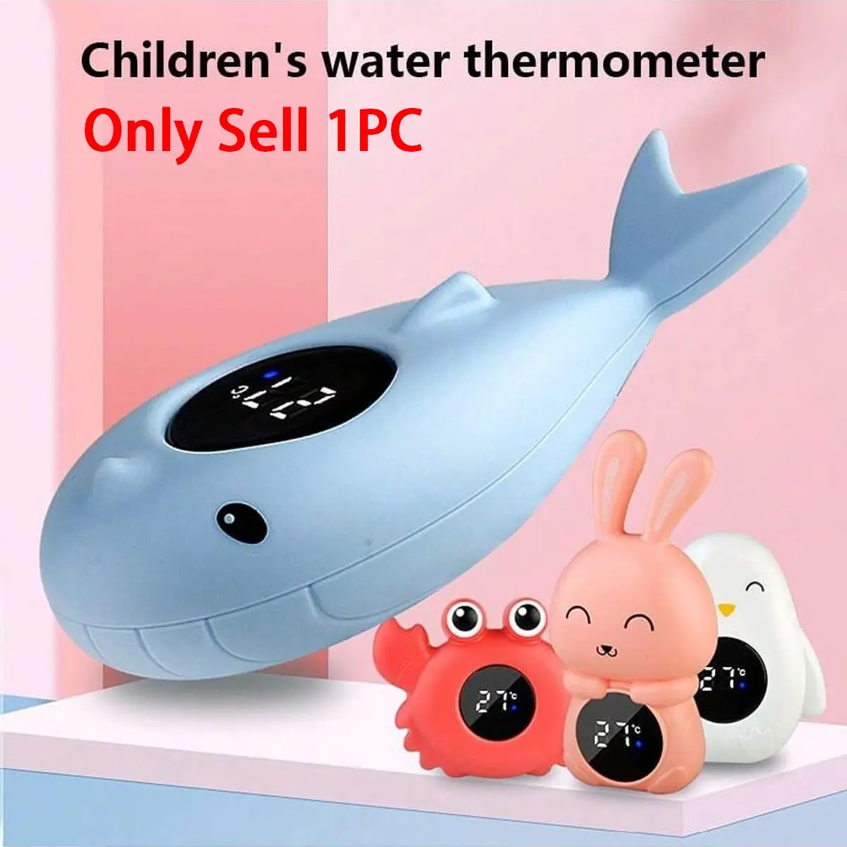 Digital Bath Water Thermometer, Cute Cartoon Floating Design, Temperature Alarm, LED Display, Button Battery Powered, Pool & Room Temp Sensor