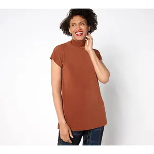 Susan Graver Reg Modern Essentials Liquid Knit Mock-Neck Top