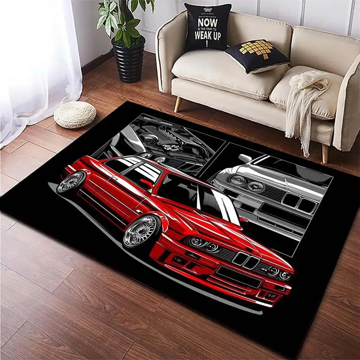 Multi-size Car Pattern Rug, 1 Count Non-slip Floor Mat, Decorative Area Rug, Bedroom Accessories, Decorative Mat for Home Living Room Game Room Decor,