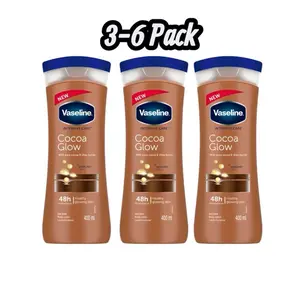 Vaseline Intensive Care Cocoa Glow 400ml 3-6 Pack with Pure Cocoa & Shea Butter for 48h Healthy Glowing Skin