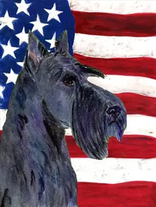 28 x 40 in. USA American Flag with Scottish Terrier House Size Canvas Flag