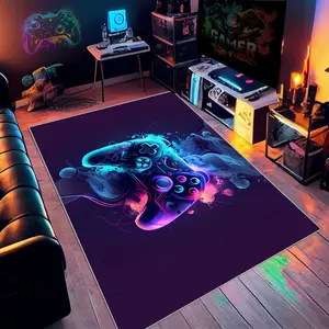 Game Console Pattern Area Rug, Non-slip Soft Floor Mat, Decorative Carpet for Home Living Room Bedroom Game Room, Home Decor