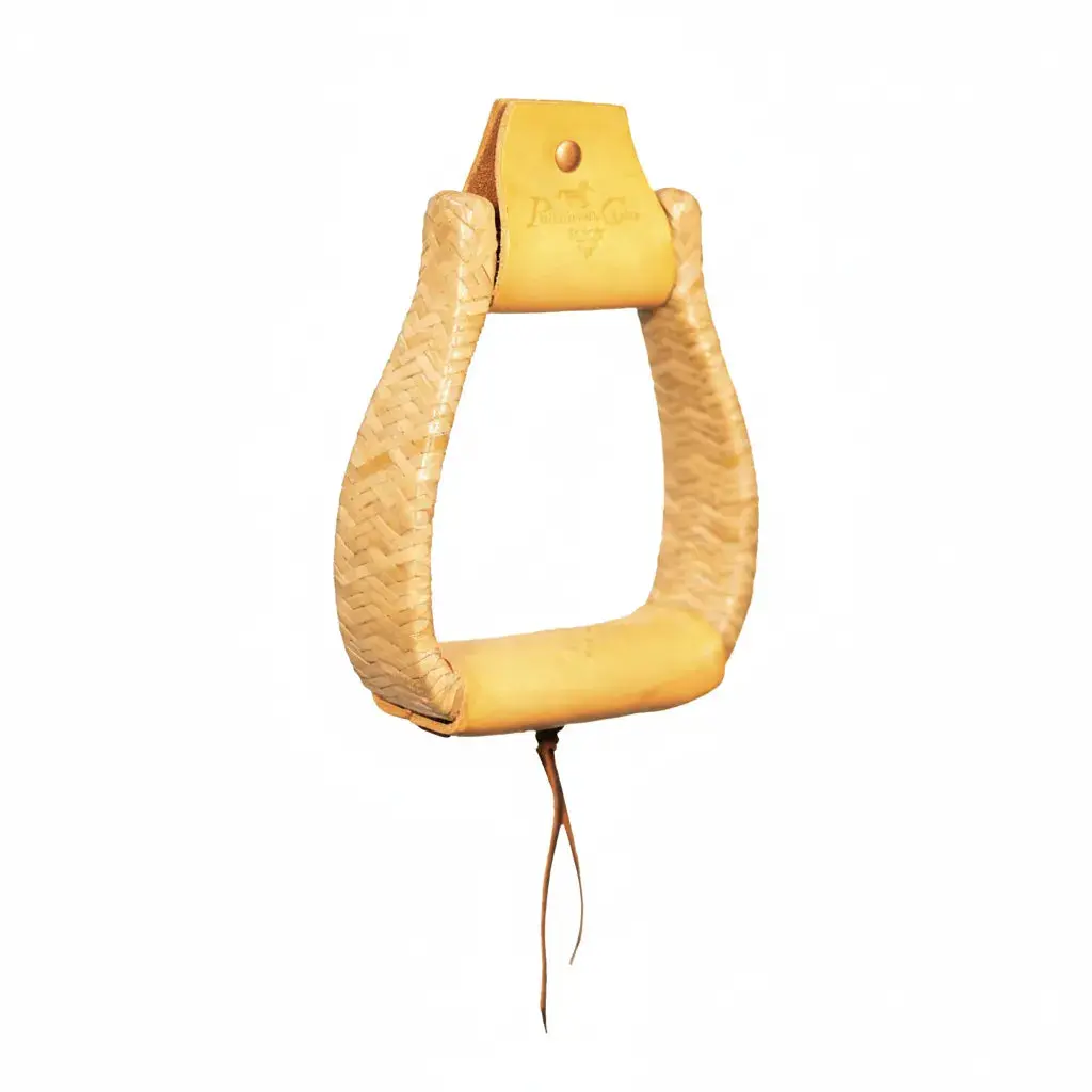 Professional's Choice Rawhide Braided Western Slanted Stirrups - Ergonomic Vaquero Style - Multiple Sizes