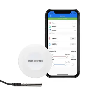 Thermometer and Hygrometer Sensor Data Logger with Waterproof External Probe for Android and iOS, for Brewing Reptiles Instrument IBS-TH1(Battery not Included)