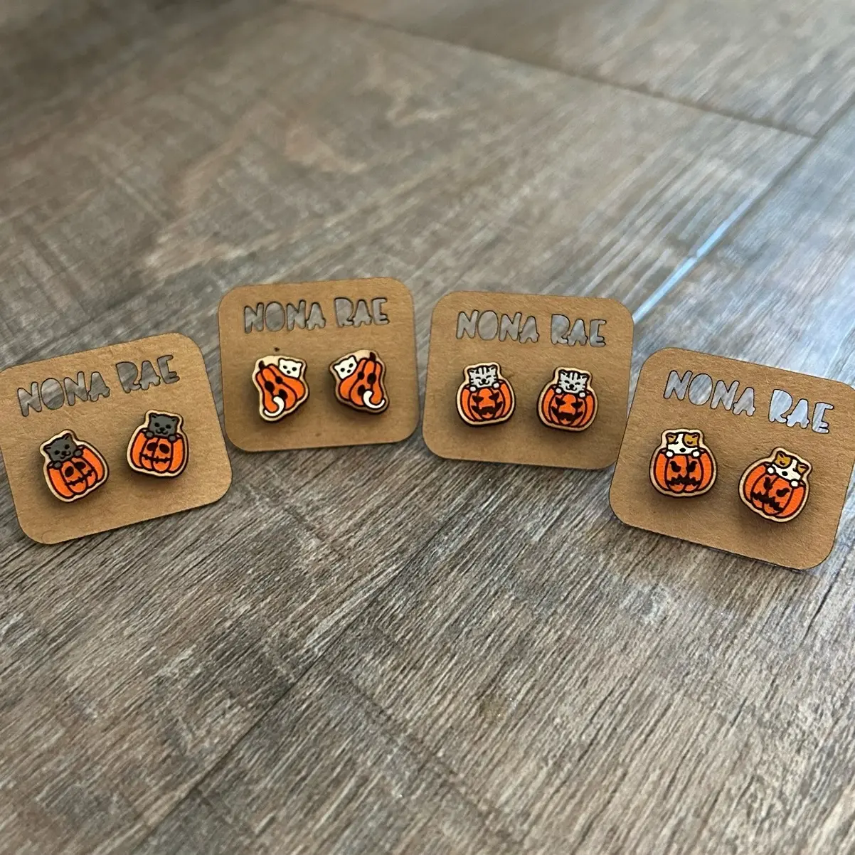 Spooky Kitty Pumpkin Earrings
