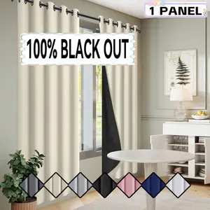 1 pack of 100% blackout, sun protection, and heat-insulating curtains, lined with solid colored polyester film, lightweight, with perforated hanging on the top, suitable for bedrooms, dining rooms, living rooms, etc