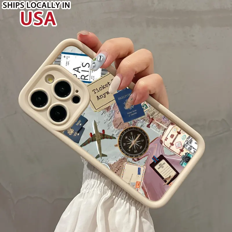 White Airplane Compass Map Pattern All-Inclusive Drop-Proof Mobile Phone Case Suitable for Apple 15PROMAX # ULTRA/15PLUS/15PRO/15/14PROMAX/14PLUS/14PRO/14/13PROMAX/13PRO/13/12PROMAX/12PRO/12/11PROMAX/11PRO/11/XSMAX/XR/X # XS/7PLUS. # 8PLUS/7 # 8SE