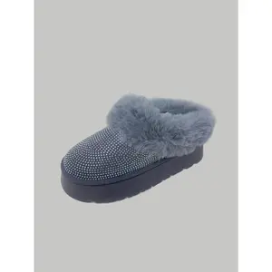 WILD DIVA Embellished Faux Fur Platform Booties Women Girl