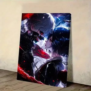 2D Flat, 1 Piece, Tokyo Ghoul Anime Canvas Poster--Perfect Choice for Birthday Party, Mother's Day, New Year, and Easter Gifts, 2D Flat