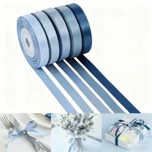 Dusty Blue Satin Ribbon Roll, 1/5 Yards Assorted Colors for Weddings & Events, Perfect for Gift Box Wrapping, Gift Wrapping Supplies, Floral Arrangements & Crafting Projects